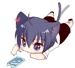 Animated Boy of the Black Cat Sticker