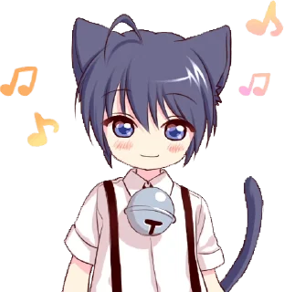 Animated Boy of the Black Cat Sticker